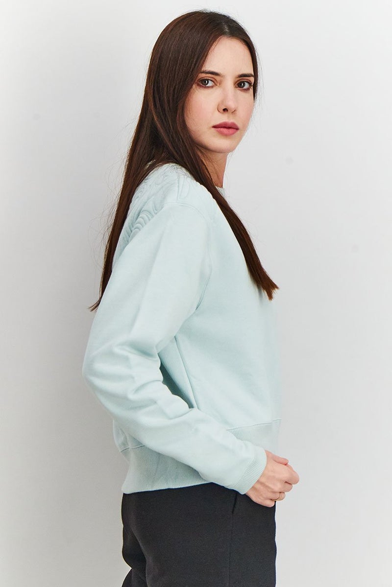 PUMA سويت شيرت رياضي نسائي بأكمام طويلة بتصميم بوكس، لون أخضر فاتح - Image 4